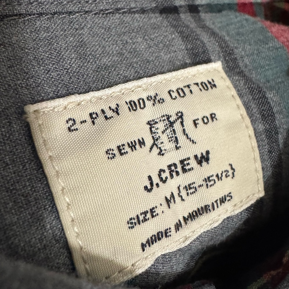 J. Crew Men’s Gray Plaid Button-Down Shirt - Size Medium - Picture 4 of 5